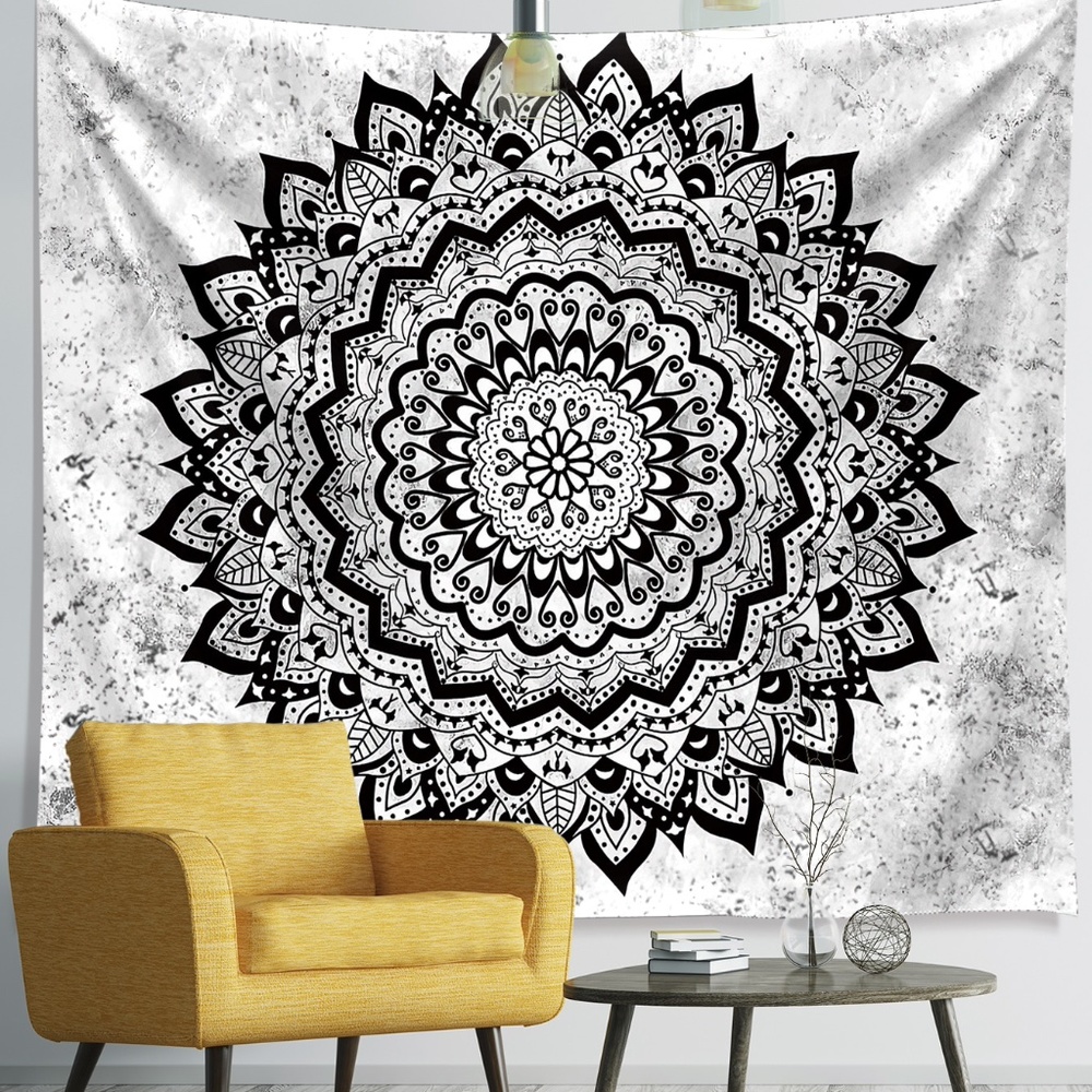 Bohemian Black Mandala Wall Tapestry Decor